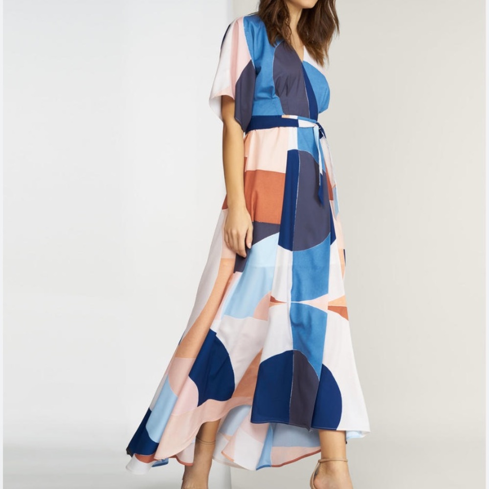 Hutch Anthropologie Gemma Wrap Geometric Dress size xs